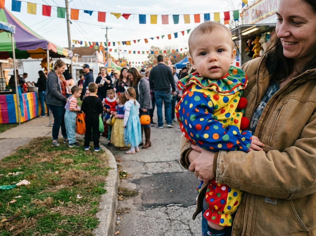 Bébé garçon déguisé en clown lors d