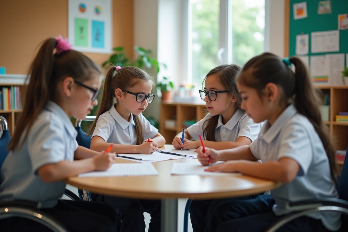 Enfants de 10-12 ans en travail en groupe en ULIS