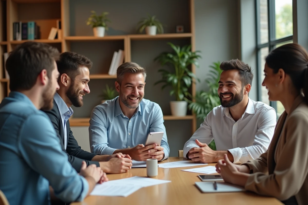 Groupe de collègues partageant un moment d