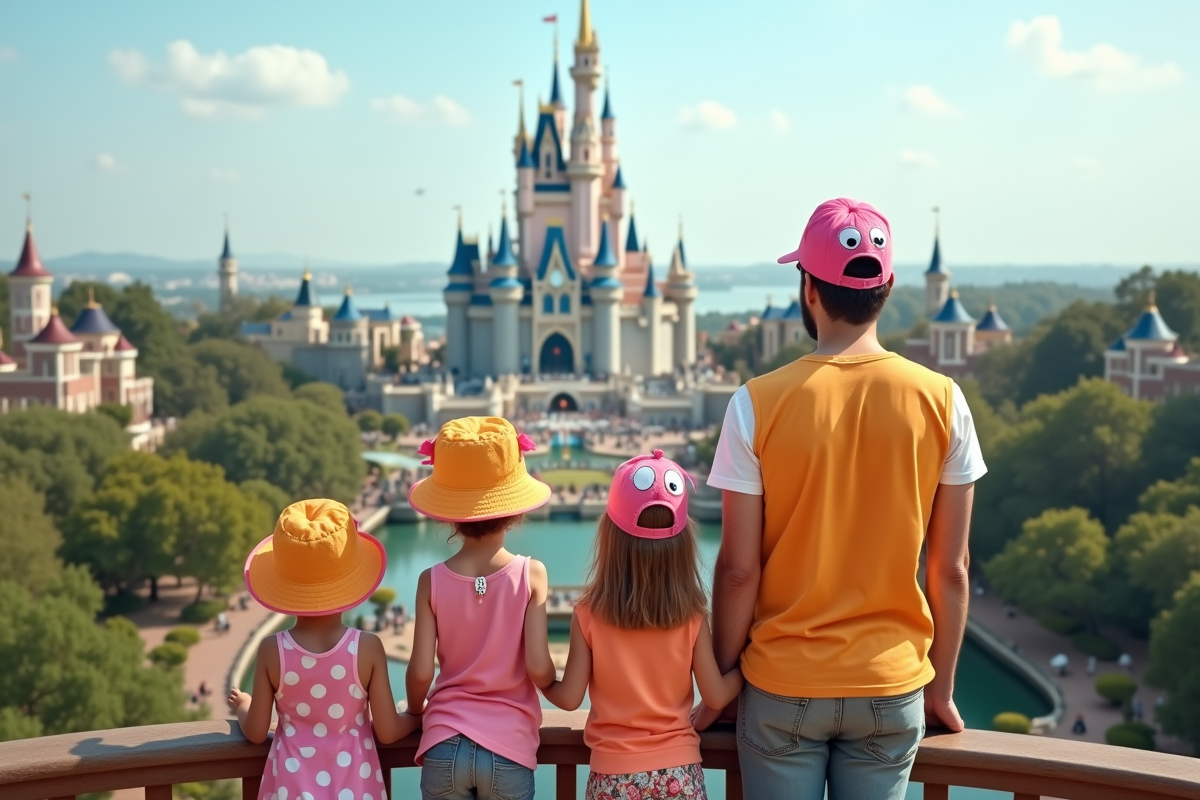Famille avec enfants regardant le parc d