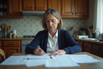 Femme consultant des documents administratifs liés au versement du RSA en 2026