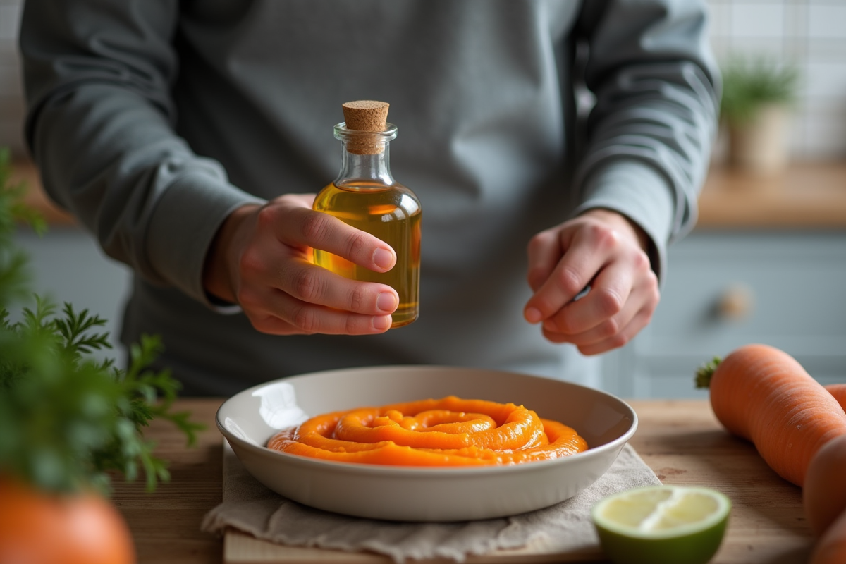 Papiers de mains de papa avec purée de carotte