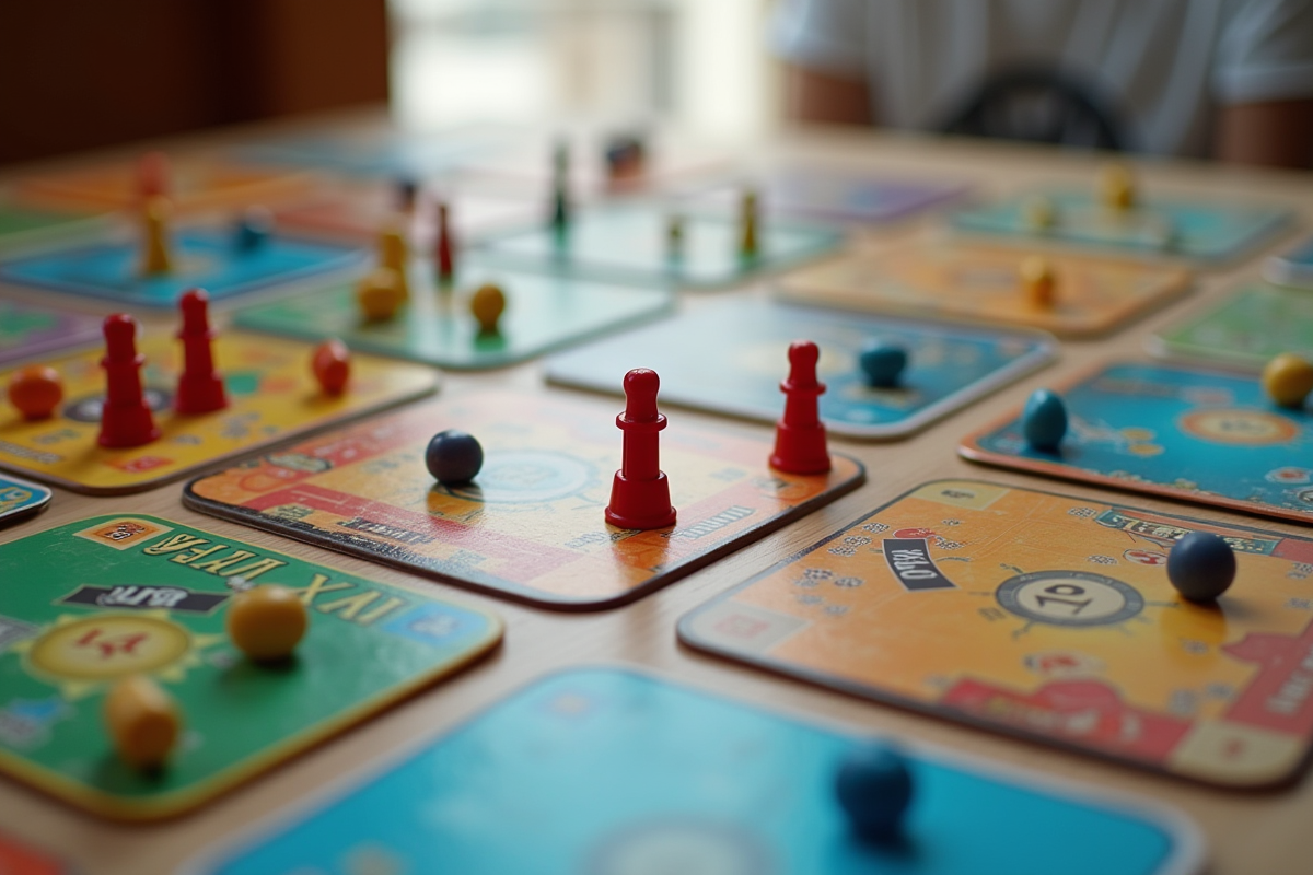 Vue de dessus de jeux de société pour deux avec pièces colorées